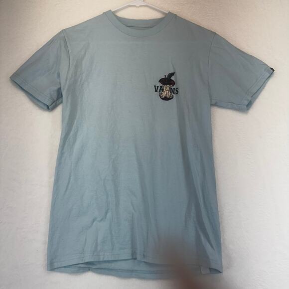 VANS Men's Short Sleeve Graphic T-Shirt Size Small Powder Blue Apple Hard Core - Picture 2 of 7